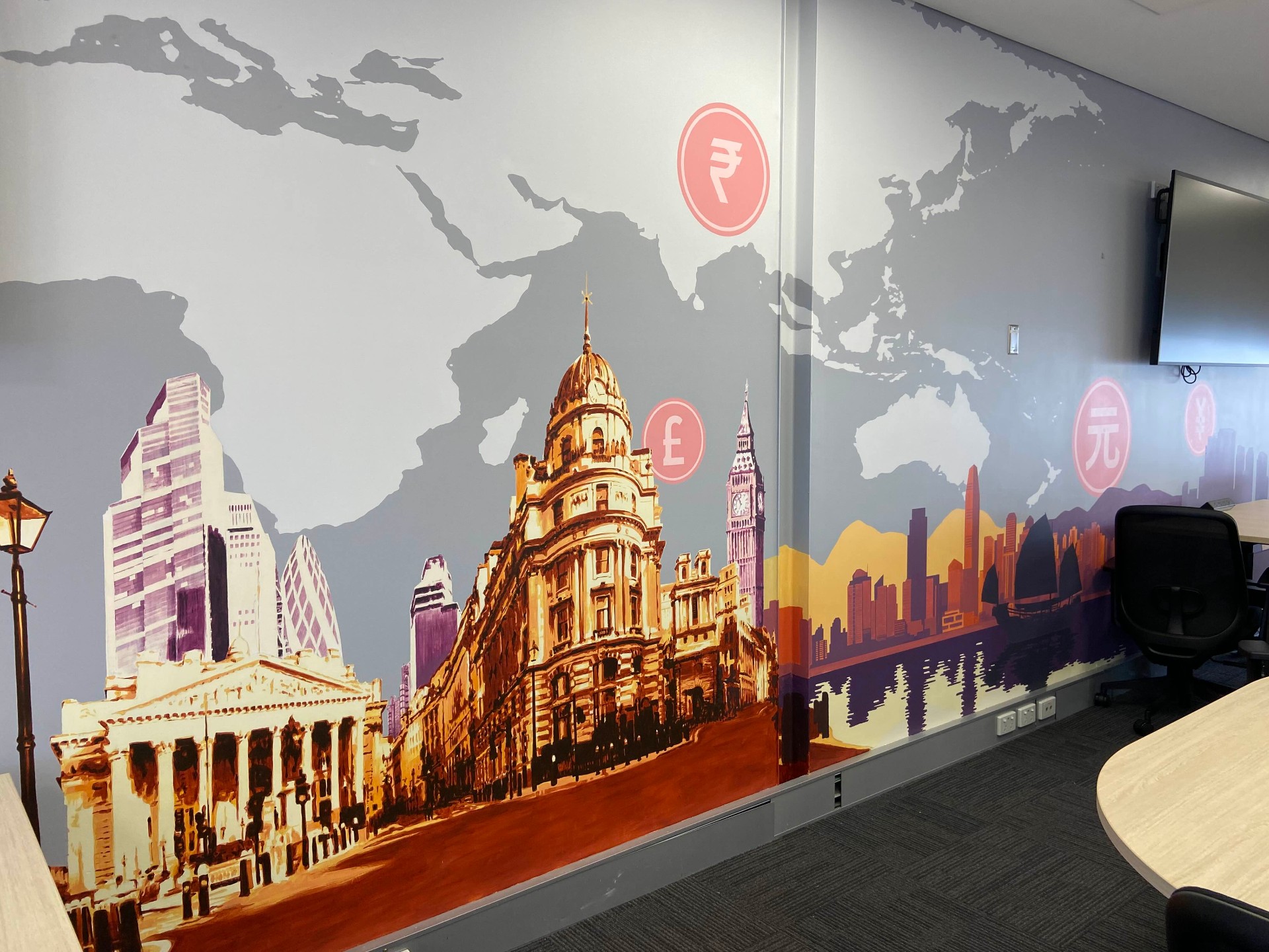 Bloomberg Economics Lab, London and global cities mural detail