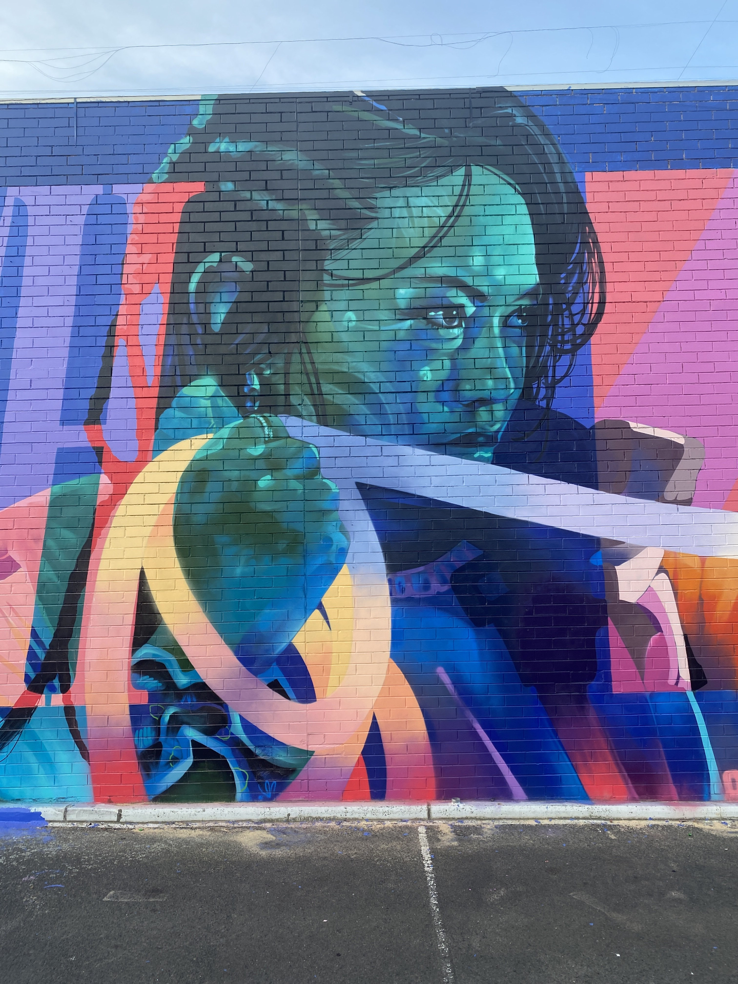PushPull portrait mural detail during the Frankston Street Art Festival