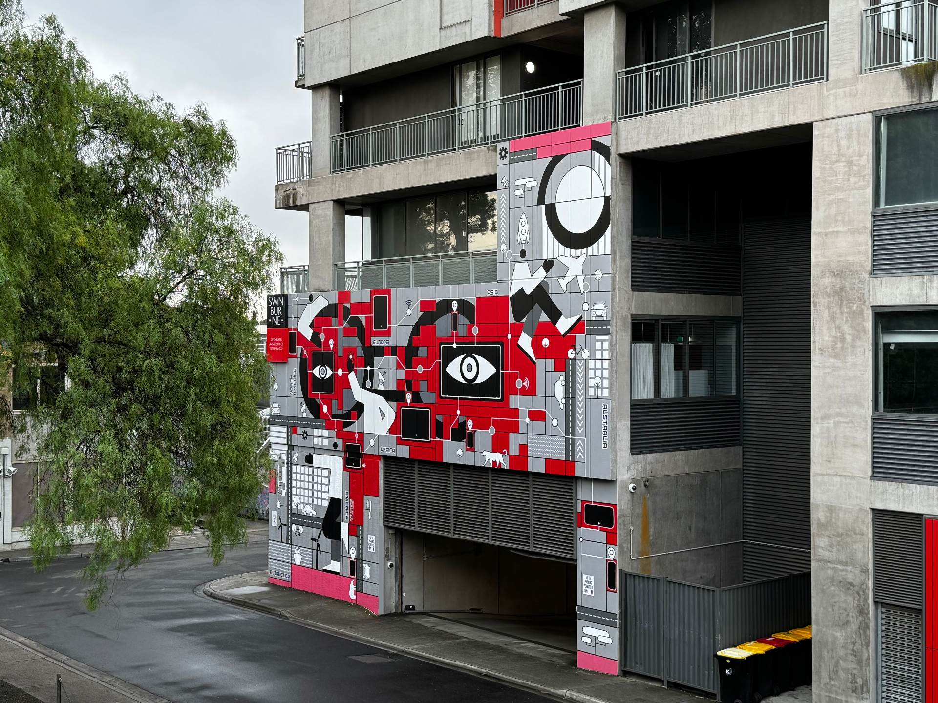Swinburne mural, overcast view