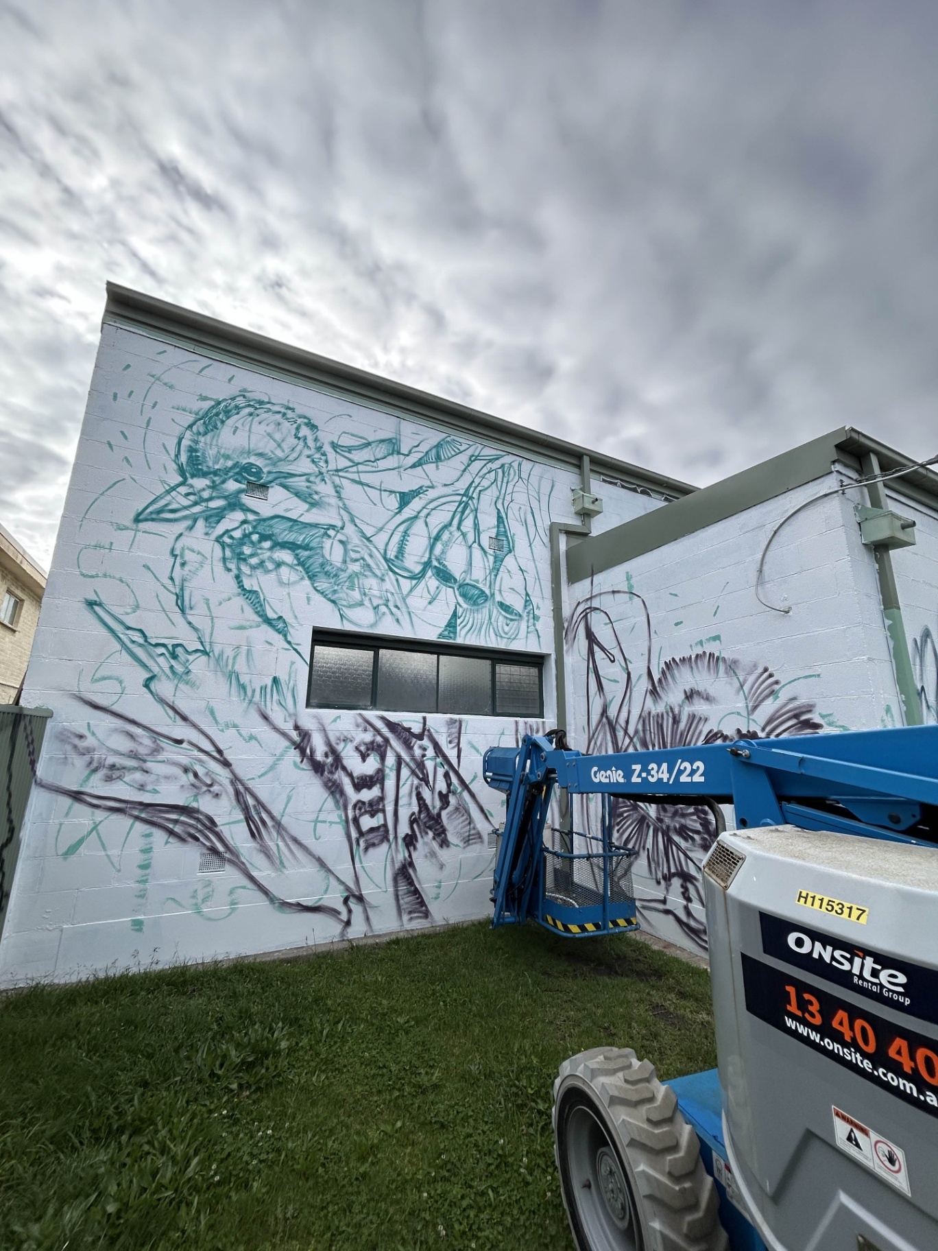 Early sketch outline of Jemena substation mural