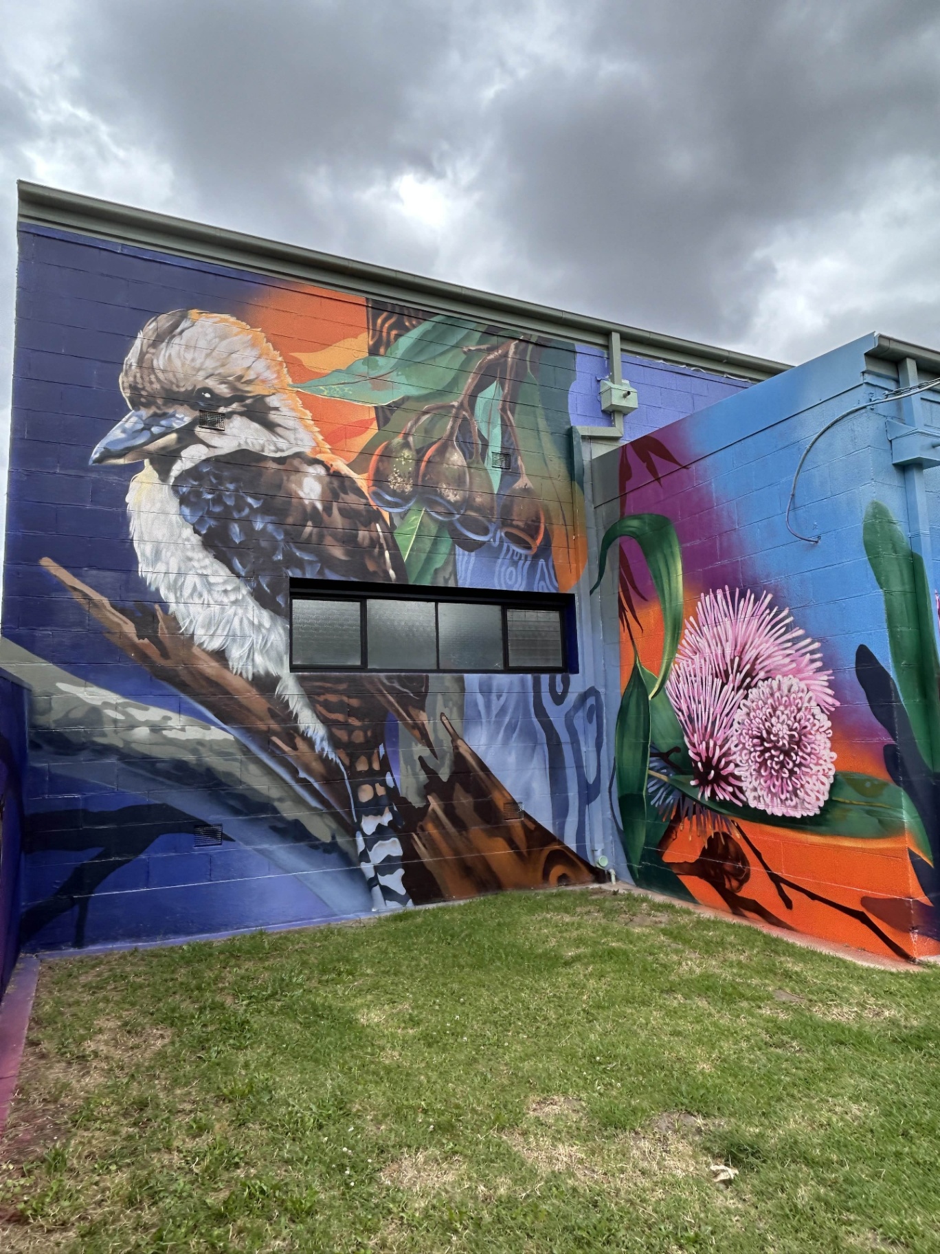 Kookaburra and native flora mural on Jemena substation wall