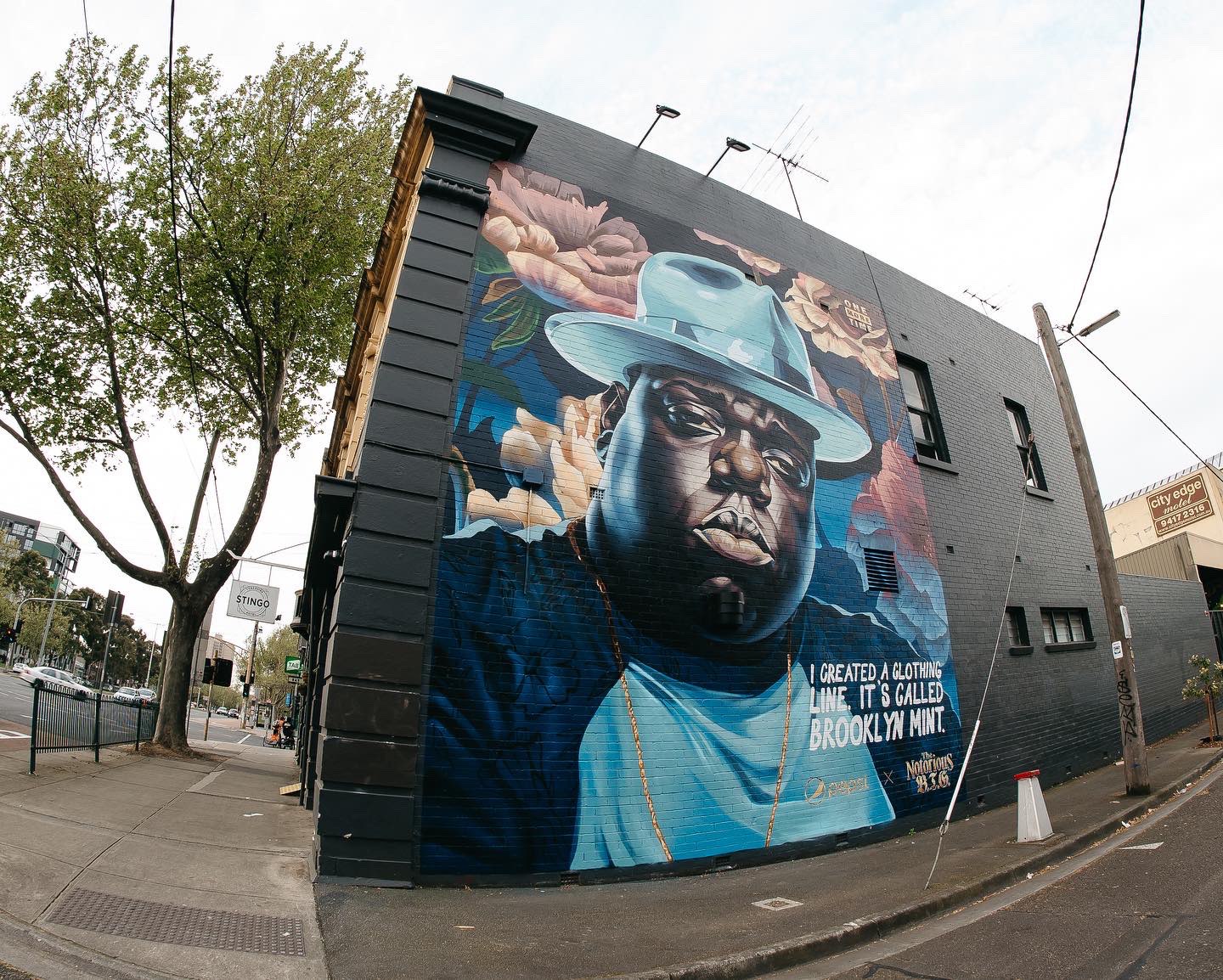 Pepsi x Notorious B.I.G. mural on Melbourne street corner
