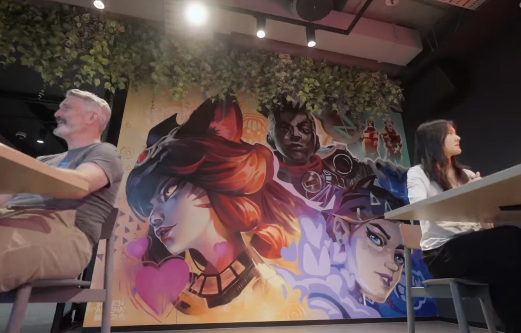 Detail of Riot Games character mural