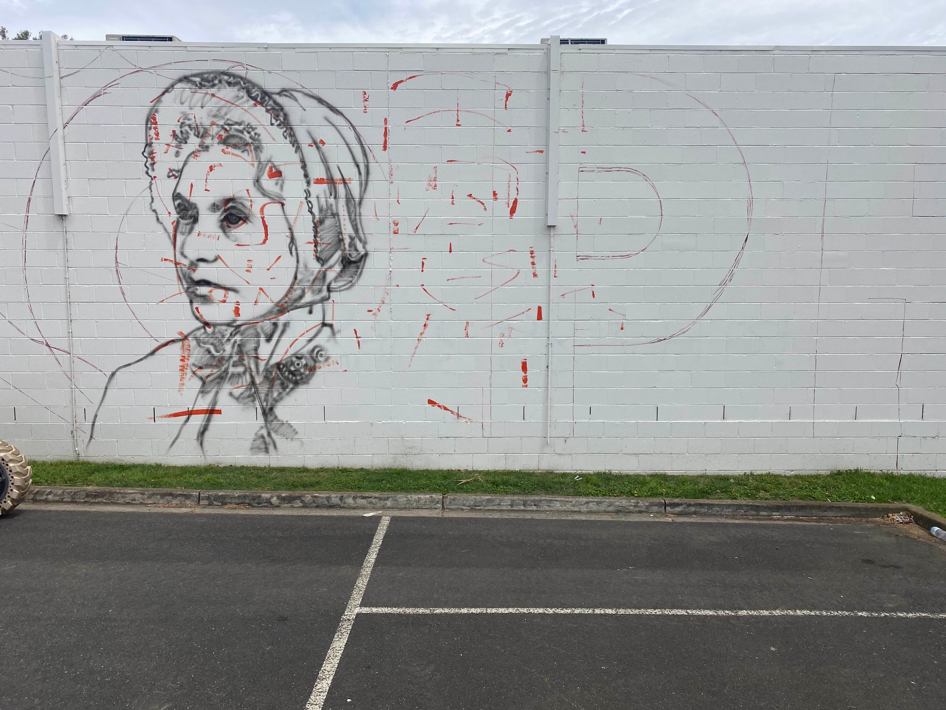 Early stage sketch of the HOPE mural portrait detail