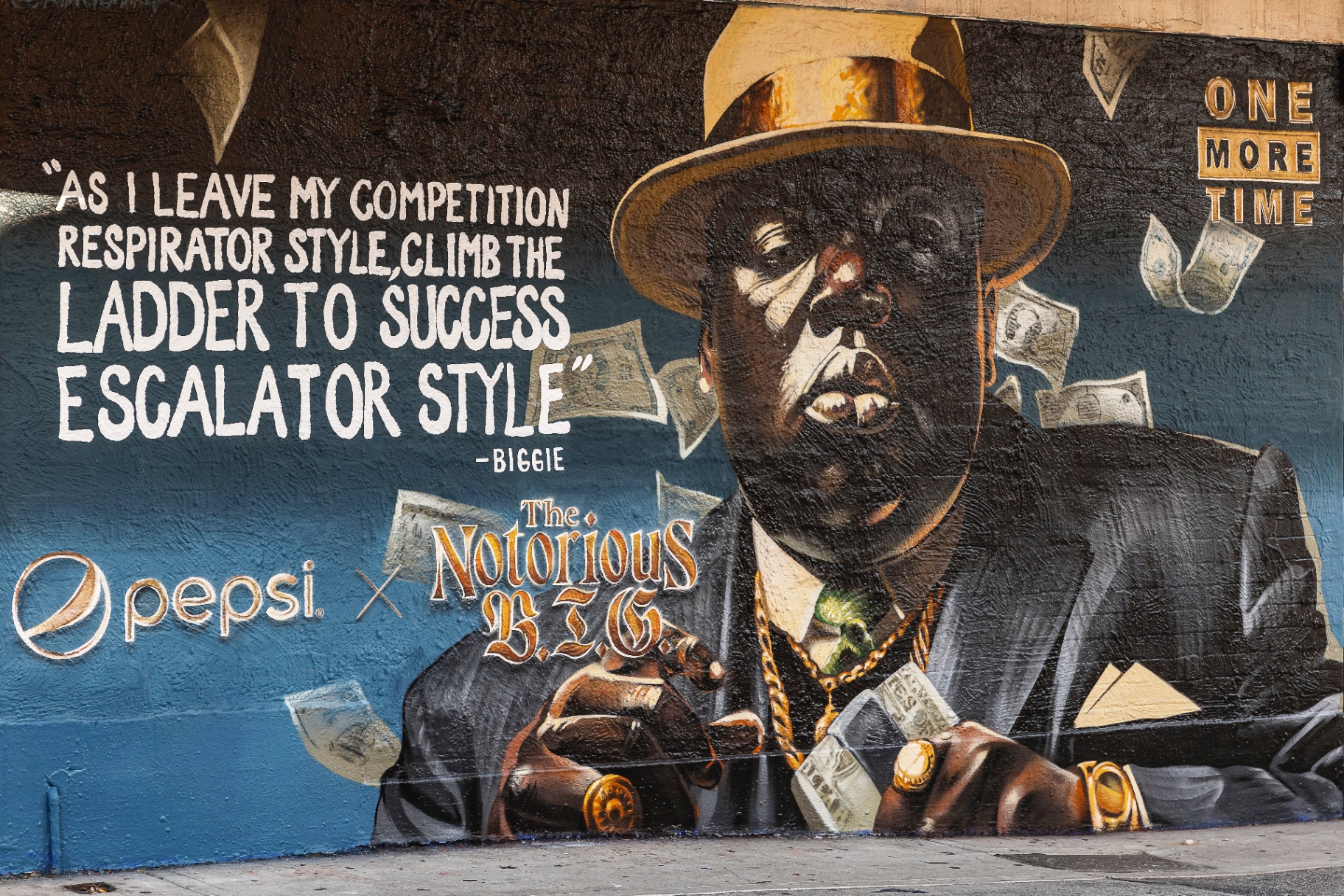 Escalator Style lyrics detail on Pepsi mural